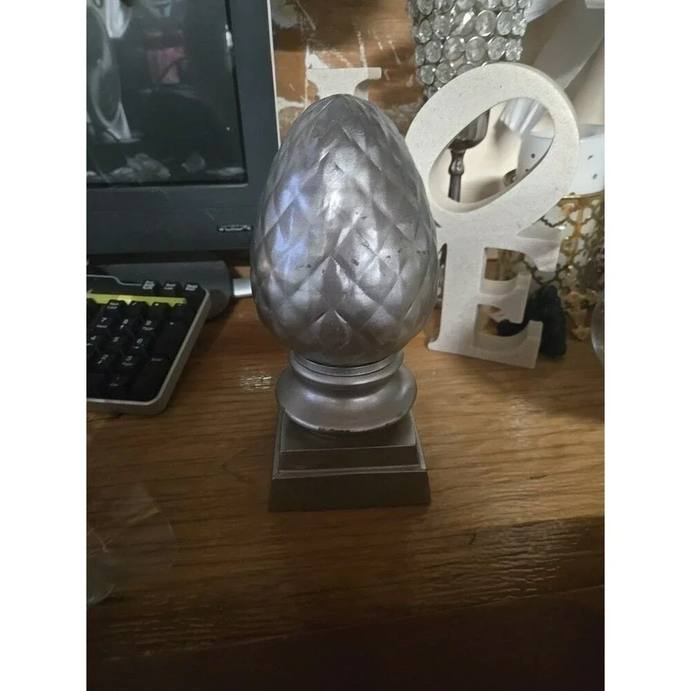 Vintage Metallic Pineapple Acorn  Bookends Velvet Bottom